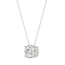Load image into Gallery viewer, 14K WHITE GOLD 1.00CT ROUND DIAMOND LADIES SOLITAIRE PENDANT WITH UNDER-PASS CHAIN (CENTER STONE ROUND DIAMOND 1CT)
