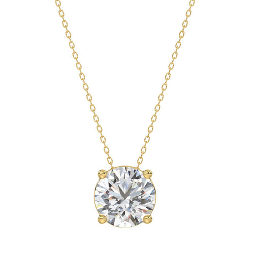 LADIES SOLITAIRE PENDANT WITH UNDER-PASS CHAIN 2.00CT ROUND DIAMOND 14K YELLOW GOLD
