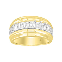 Load image into Gallery viewer, MEN'S BAND 3CT EMERALD DIAMOND 14K YELLOW GOLD
