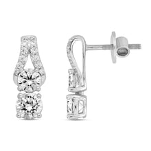 Load image into Gallery viewer, LADIES EARRINGS 2CT ROUND DIAMOND 14K WHITE GOLD

