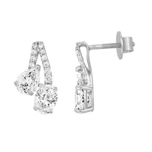 Load image into Gallery viewer, 14K WHITE GOLD 2 1/2CT ROUND/OVAL/PEAR DIAMOND LADIES EARRINGS 
