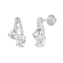 Load image into Gallery viewer, 14K WHITE GOLD 2 1/2CT ROUND/OVAL/PEAR DIAMOND LADIES EARRINGS 
