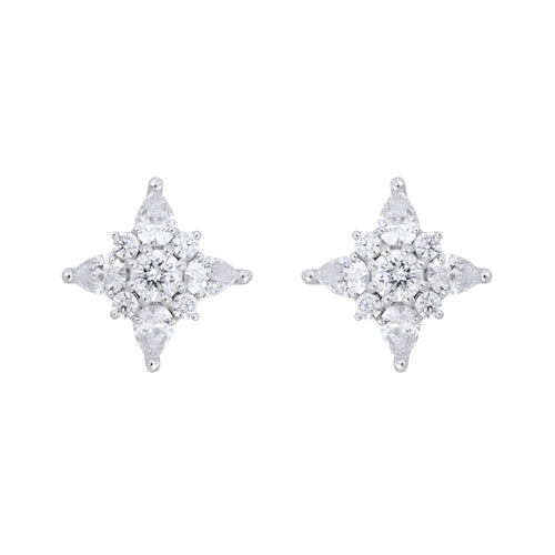 14K WHITE GOLD 1CT ROUND/PEAR DIAMOND LADIES EARRINGS 