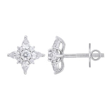 Load image into Gallery viewer, 14K WHITE GOLD 1CT ROUND/PEAR DIAMOND LADIES EARRINGS 

