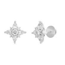 Load image into Gallery viewer, 14K WHITE GOLD 1CT ROUND/PEAR DIAMOND LADIES EARRINGS 
