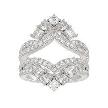 Load image into Gallery viewer, LADIES WRAP RING 2 1/2CT ROUND/PRINCESS/PEAR DIAMOND 14K WHITE GOLD
