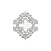 Load image into Gallery viewer, LADIES WRAP RING 2 1/2CT ROUND/PRINCESS/PEAR DIAMOND 14K WHITE GOLD
