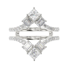 Load image into Gallery viewer, LADIES ENHANCERS RING 1 3/4CT ROUND/PRINCESS/EMERALD DIAMOND 14K WHITE GOLD

