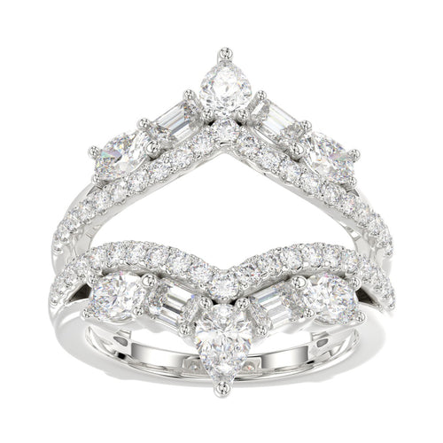 14K WHITE GOLD 1 3/4CT ROUND/EMERALD/PEAR/OVAL DIAMOND LADIES RING