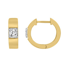 Load image into Gallery viewer, LADIES HOOPS EARRINGS 1/2CT ROUND DIAMOND 14K YELLOW GOLD

