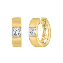 Load image into Gallery viewer, LADIES HOOPS EARRINGS 1/2CT ROUND DIAMOND 14K YELLOW GOLD
