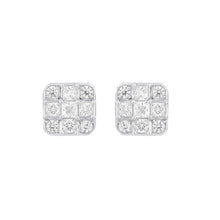 Load image into Gallery viewer, LADIES EARRINGS 1CT ROUND/PRINCESS DIAMOND 14K WHITE GOLD
