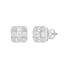 Load image into Gallery viewer, LADIES EARRINGS 1CT ROUND/PRINCESS DIAMOND 14K WHITE GOLD

