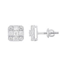 Load image into Gallery viewer, LADIES EARRINGS 1CT ROUND/PRINCESS DIAMOND 14K WHITE GOLD
