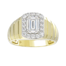 Load image into Gallery viewer, MEN'S RING 2 1/2CT ROUND/EMERALD DIAMOND 14K YELLOW GOLD
