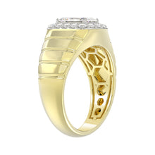 Load image into Gallery viewer, MEN'S RING 2 1/2CT ROUND/EMERALD DIAMOND 14K YELLOW GOLD
