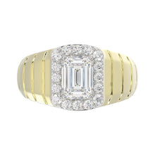 Load image into Gallery viewer, MEN'S RING 2 1/2CT ROUND/EMERALD DIAMOND 14K YELLOW GOLD
