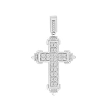 Load image into Gallery viewer, MEN'S CHARM PENDANT 3CT ROUND/EMERALD DIAMOND 14K WHITE GOLD
