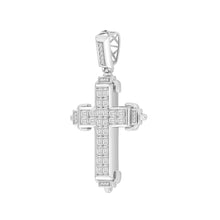 Load image into Gallery viewer, MEN'S CHARM PENDANT 3CT ROUND/EMERALD DIAMOND 14K WHITE GOLD
