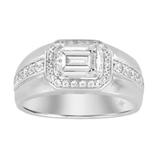 Load image into Gallery viewer, MEN'S RING 2 1/2CT ROUND/EMERALD DIAMOND 14K WHITE GOLD (CENTER STONE EMERALD DIAMOND 2CT )
