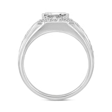Load image into Gallery viewer, MEN'S RING 2 1/2CT ROUND/EMERALD DIAMOND 14K WHITE GOLD (CENTER STONE EMERALD DIAMOND 2CT )
