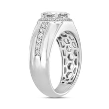 Load image into Gallery viewer, MEN'S RING 2 1/2CT ROUND/EMERALD DIAMOND 14K WHITE GOLD (CENTER STONE EMERALD DIAMOND 2CT )
