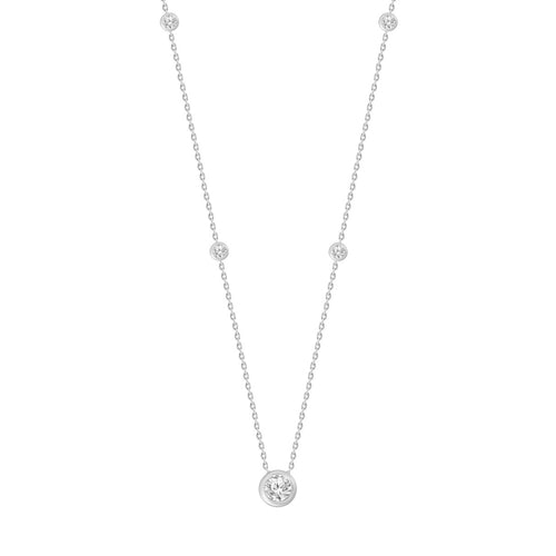 LADIES NECKLACE 1 5/8CT ROUND DIAMOND 14K WHITE GOLD
