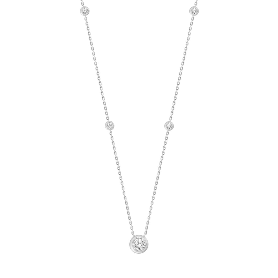 LADIES NECKLACE 1 5/8CT ROUND DIAMOND 14K WHITE GOLD