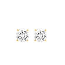 Load image into Gallery viewer, LADIES SOLITAIRE EARRINGS  4CT ROUND DIAMOND 14K YELLOW GOLD (CENTER STONE  ROUND DIAMOND 2.00CT)
