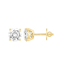 Load image into Gallery viewer, LADIES SOLITAIRE EARRINGS  4CT ROUND DIAMOND 14K YELLOW GOLD (CENTER STONE  ROUND DIAMOND 2.00CT)
