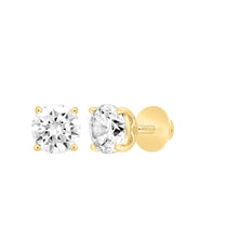 Load image into Gallery viewer, LADIES SOLITAIRE EARRINGS  4CT ROUND DIAMOND 14K YELLOW GOLD (CENTER STONE  ROUND DIAMOND 2.00CT)
