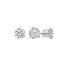 Load image into Gallery viewer, LADIES SOLITAIRE EARRINGS 1 1/2CT ROUND DIAMOND 14K WHITE GOLD 
