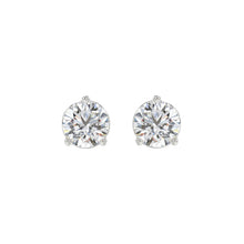 Load image into Gallery viewer, 14K WHITE GOLD 3CT ROUND DIAMOND LADIES SOLITAIRE EARRINGS (CENTER STONE  ROUND DIAMOND 1 1/2CT)
