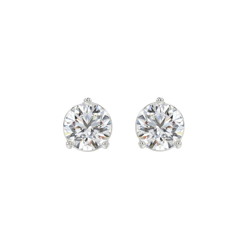 14K WHITE GOLD 3CT ROUND DIAMOND LADIES SOLITAIRE EARRINGS (CENTER STONE  ROUND DIAMOND 1 1/2CT)
