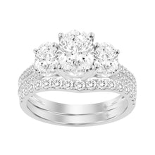 Load image into Gallery viewer, LADIES BRIDAL SET 2 3/8CT ROUND/OVAL DIAMOND 14K WHITE GOLD (CENTER STONE OVAL DIAMOND 1CT )
