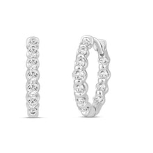 Load image into Gallery viewer, LADIES HOOPS EARRINGS 3/4CT ROUND DIAMOND 14K WHITE GOLD 
