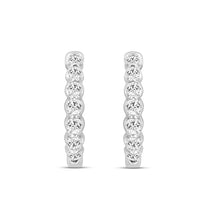 Load image into Gallery viewer, LADIES HOOPS EARRINGS 3/4CT ROUND DIAMOND 14K WHITE GOLD 
