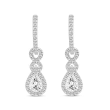 Load image into Gallery viewer, LADIES HOOPS EARRINGS 2.00CT ROUND/PEAR DIAMOND 14K WHITE GOLD
