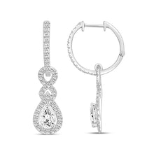 Load image into Gallery viewer, LADIES HOOPS EARRINGS 2.00CT ROUND/PEAR DIAMOND 14K WHITE GOLD
