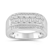 Load image into Gallery viewer, MENS RING  2.00CT ROUND/EMERALD DIAMOND 14K WHITE GOLD
