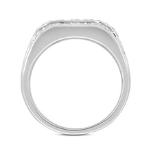Load image into Gallery viewer, MENS RING  2.00CT ROUND/EMERALD DIAMOND 14K WHITE GOLD
