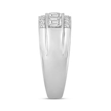 Load image into Gallery viewer, MENS RING  2.00CT ROUND/EMERALD DIAMOND 14K WHITE GOLD
