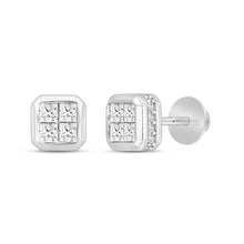 Load image into Gallery viewer, LADIES EARRINGS 1.00CT ROUND/PRINCESS DIAMOND 14K WHITE GOLD
