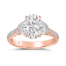 Load image into Gallery viewer, 14K ROSE GOLD 1.00CT ROUND/OVAL/HALF MOON DIAMOND LADIES RING (CENTER STONE OVAL DIAMOND 2CT)
