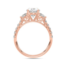 Load image into Gallery viewer, 14K ROSE GOLD 1.00CT ROUND/OVAL/HALF MOON DIAMOND LADIES RING (CENTER STONE OVAL DIAMOND 2CT)
