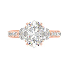 Load image into Gallery viewer, 14K ROSE GOLD 1.00CT ROUND/OVAL/HALF MOON DIAMOND LADIES RING (CENTER STONE OVAL DIAMOND 2CT)

