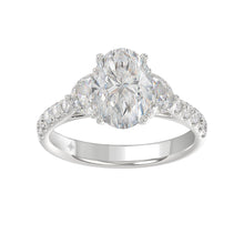 Load image into Gallery viewer, LADIES RING 3CT ROUND/OVAL/HALF MOON DIAMOND 14K WHITE GOLD (CENTER STONE OVAL DIAMOND 2CT )
