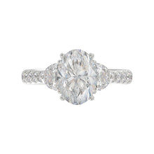 Load image into Gallery viewer, LADIES RING 3CT ROUND/OVAL/HALF MOON DIAMOND 14K WHITE GOLD (CENTER STONE OVAL DIAMOND 2CT )
