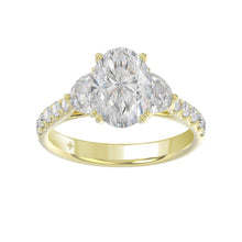 Load image into Gallery viewer, LADIES RING 3CT ROUND/OVAL/HALF MOON DIAMOND 14K YELLOW GOLD (CENTER STONE OVAL DIAMOND 2CT )

