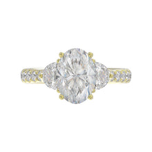 Load image into Gallery viewer, LADIES RING 3CT ROUND/OVAL/HALF MOON DIAMOND 14K YELLOW GOLD (CENTER STONE OVAL DIAMOND 2CT )
